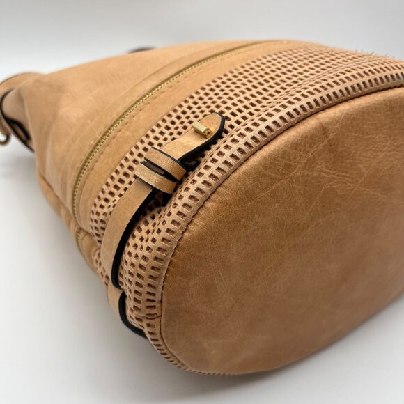 She + Lo Tan Perforated Drawstring Hobo Bag - Picture 6 of 10